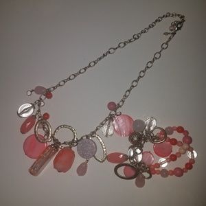 Peach pink necklace and bracelet